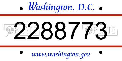 2288773 District Of Columbia License Plate