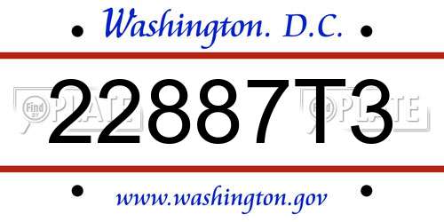 22887T3 District Of Columbia License Plate
