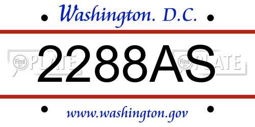 2288AS District Of Columbia License Plate