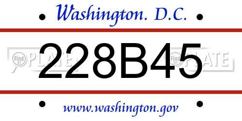 228B45 District Of Columbia License Plate