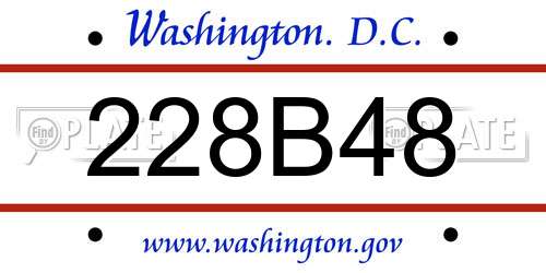 228B48 District Of Columbia License Plate