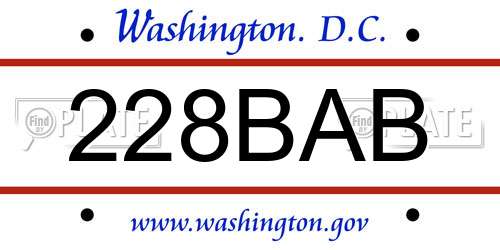 228BAB District Of Columbia License Plate