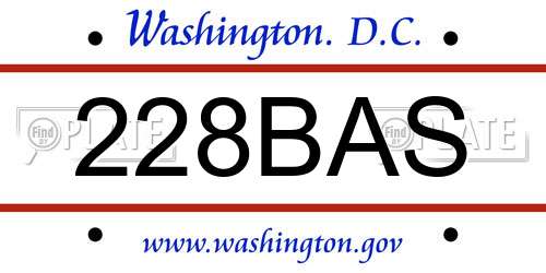 228BAS District Of Columbia License Plate