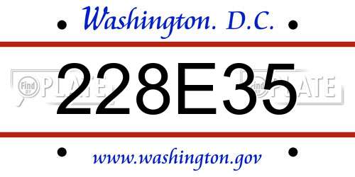 228E35 District Of Columbia License Plate