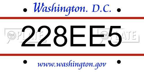 228EE5 District Of Columbia License Plate