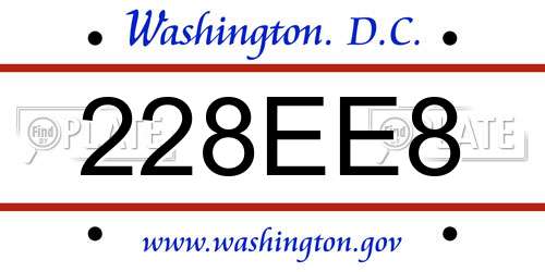 228EE8 District Of Columbia License Plate