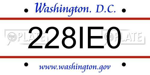 228IE0 District Of Columbia License Plate