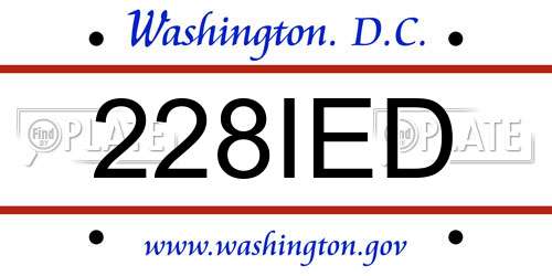 228IED District Of Columbia License Plate