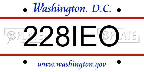 228IEO District Of Columbia License Plate