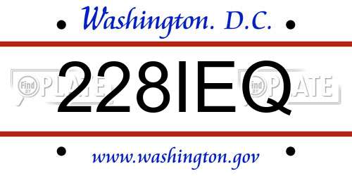 228IEQ District Of Columbia License Plate