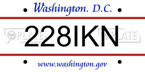 228IKN District Of Columbia License Plate