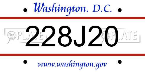 228J20 District Of Columbia License Plate