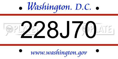 228J70 District Of Columbia License Plate