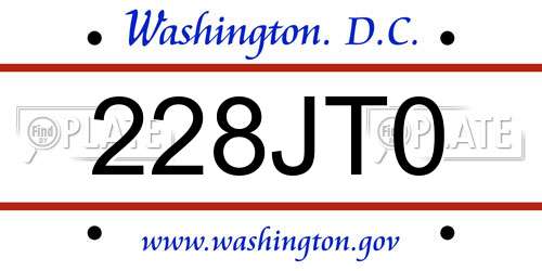 228JT0 District Of Columbia License Plate