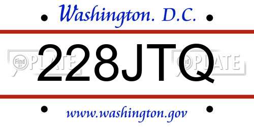 228JTQ District Of Columbia License Plate