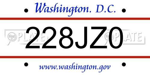 228JZ0 District Of Columbia License Plate