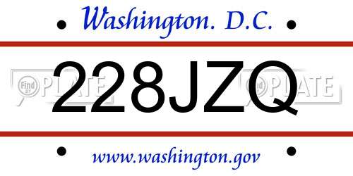 228JZQ District Of Columbia License Plate