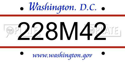 228M42 District Of Columbia License Plate