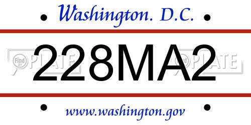 228MA2 District Of Columbia License Plate