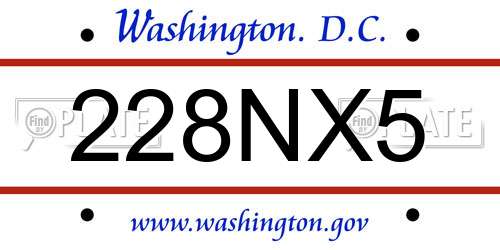 228NX5 District Of Columbia License Plate