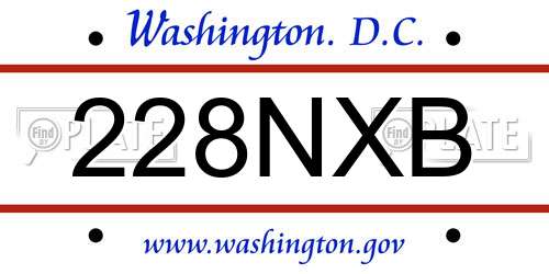 228NXB District Of Columbia License Plate