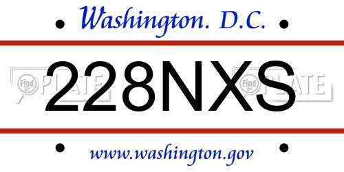 228NXS District Of Columbia License Plate