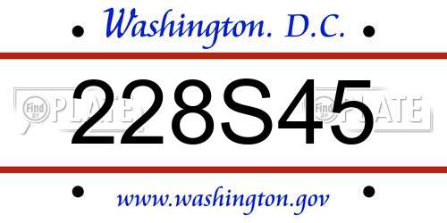 228S45 District Of Columbia License Plate