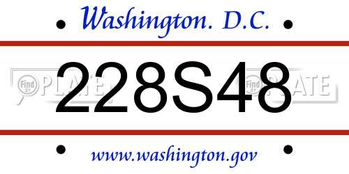 228S48 District Of Columbia License Plate