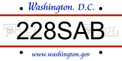 228SAB District Of Columbia License Plate