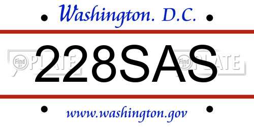 228SAS District Of Columbia License Plate
