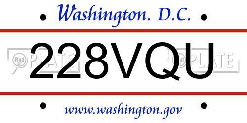 228VQU District Of Columbia License Plate