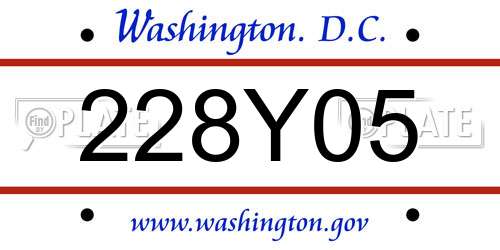 228Y05 District Of Columbia License Plate