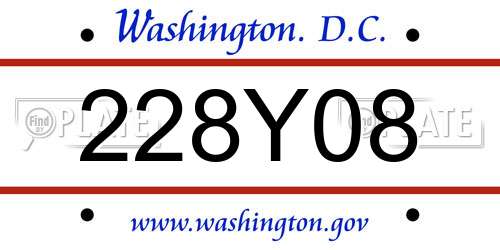 228Y08 District Of Columbia License Plate