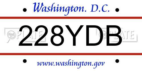 228YDB District Of Columbia License Plate