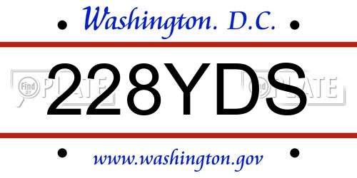 228YDS District Of Columbia License Plate