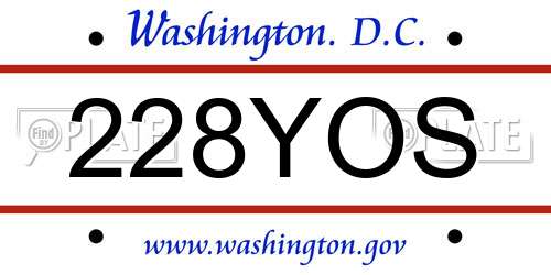 228YOS District Of Columbia License Plate