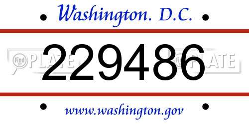 229486 District Of Columbia License Plate