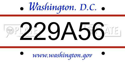 229A56 District Of Columbia License Plate