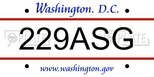 229ASG District Of Columbia License Plate
