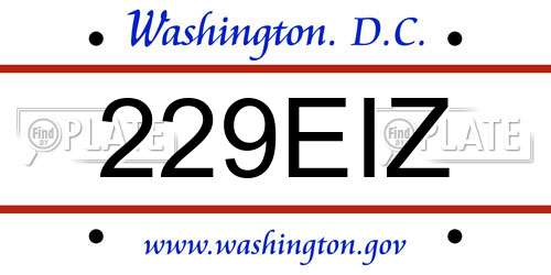 229EIZ District Of Columbia License Plate