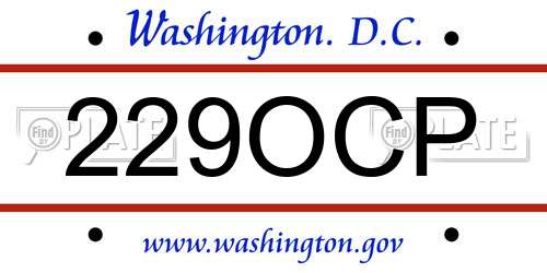 229OCP District Of Columbia License Plate