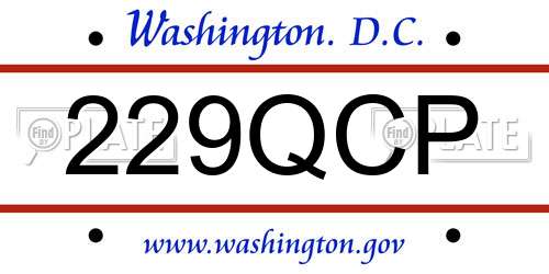 229QCP District Of Columbia License Plate