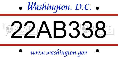 22AB338 District Of Columbia License Plate
