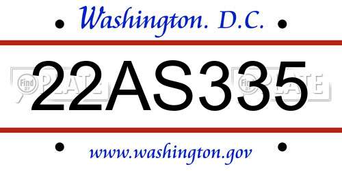 22AS335 District Of Columbia License Plate
