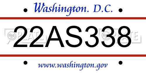 22AS338 District Of Columbia License Plate