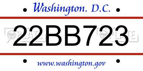 22BB723 District Of Columbia License Plate