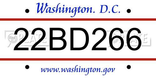 22BD266 District Of Columbia License Plate