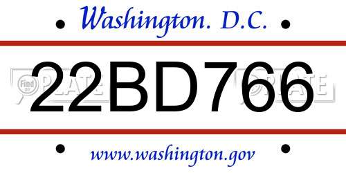 22BD766 District Of Columbia License Plate