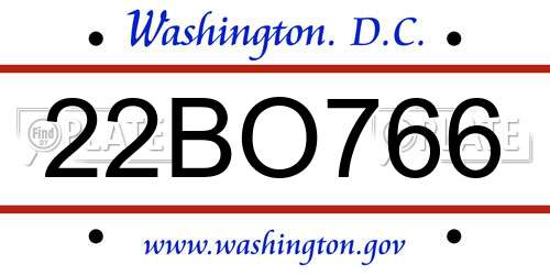 22BO766 District Of Columbia License Plate