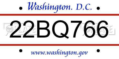 22BQ766 District Of Columbia License Plate